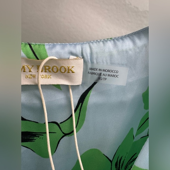 Ramy Brook Light Blue & Green Leaves Mini Dress Size XS - Picture 10 of 13